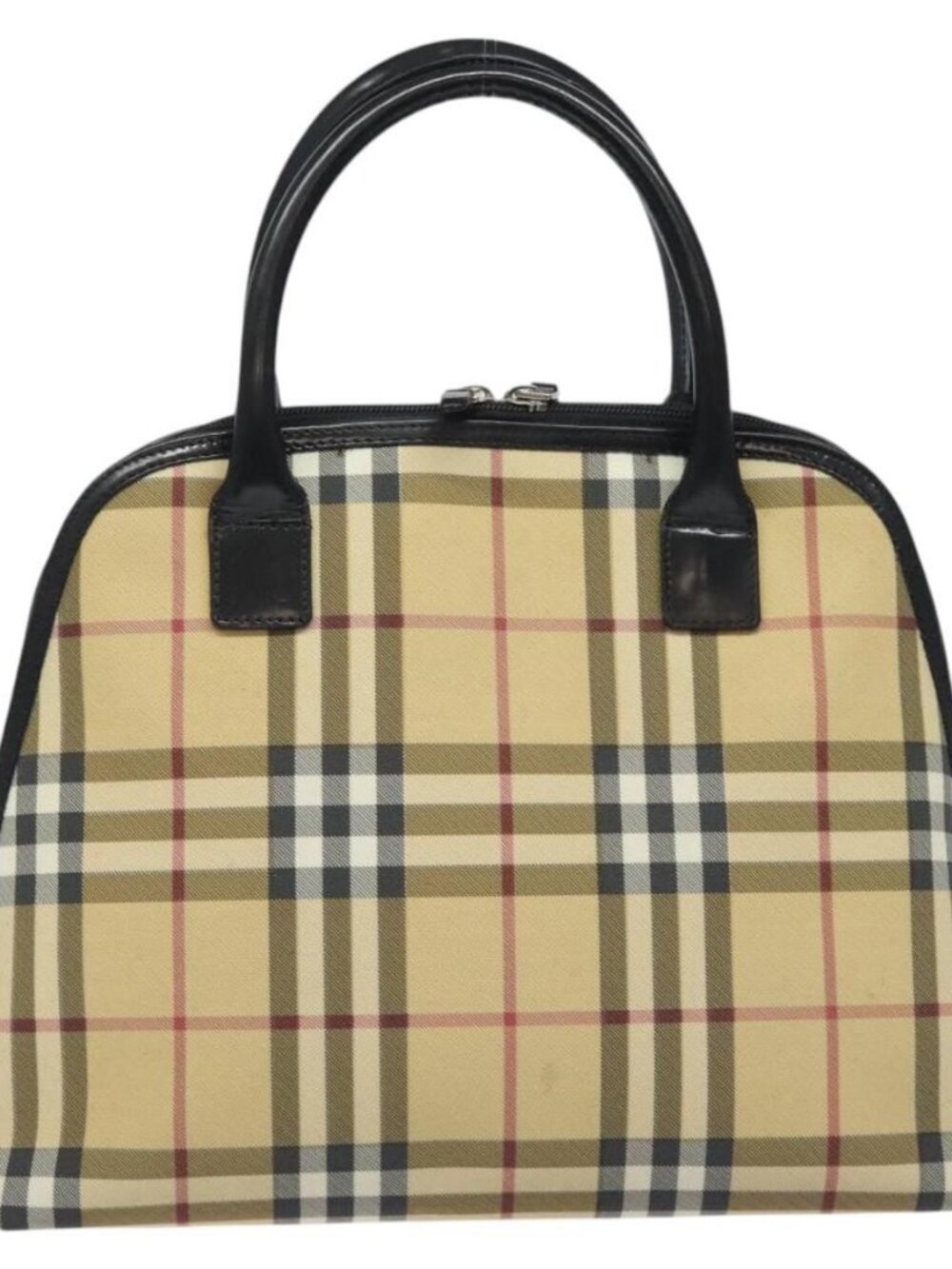 BURBERRY Nova Check Hand Bag PVC Beige Silver Auth 127268 - Picture 3 of 16
